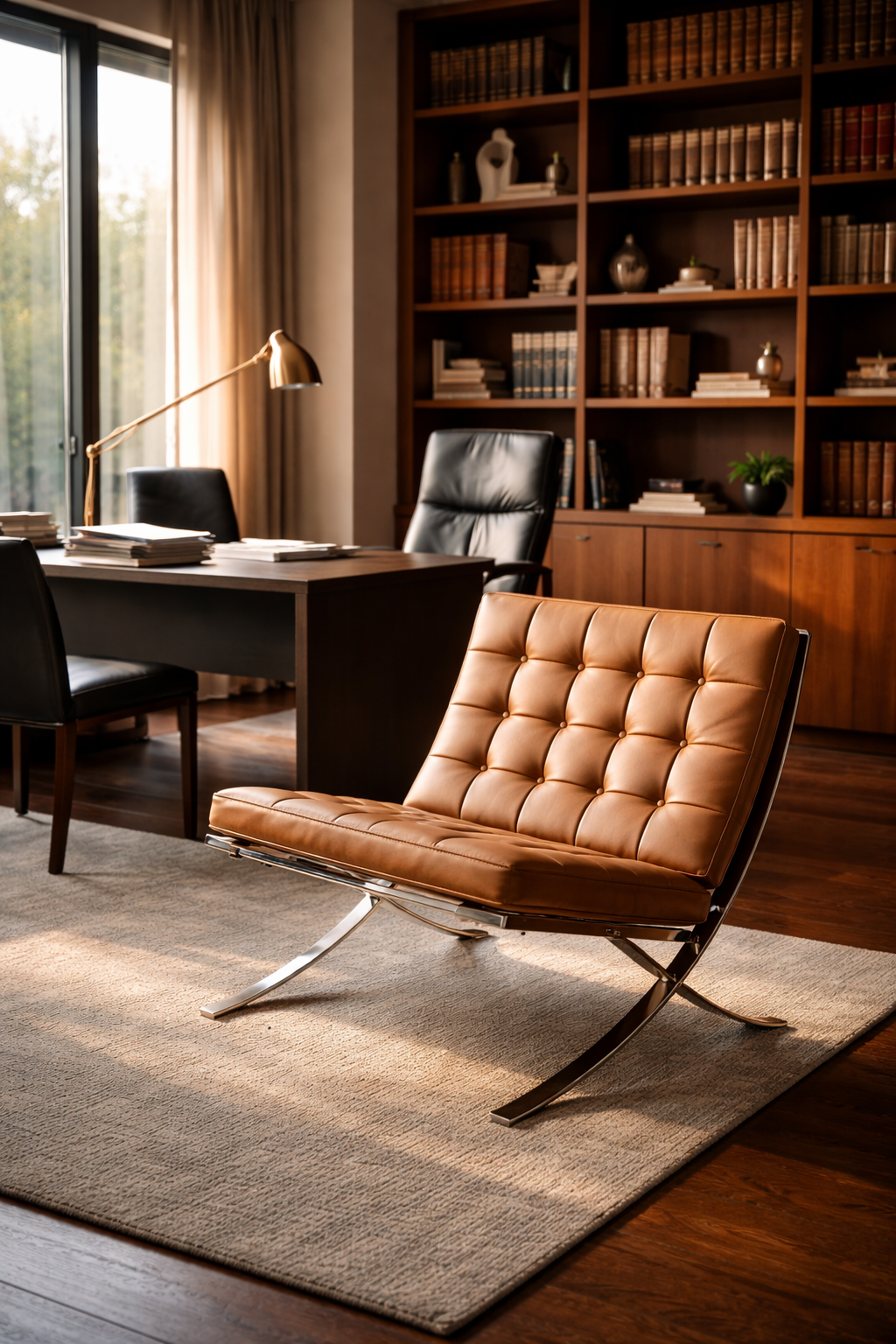 Escritório elegante ao entardecer