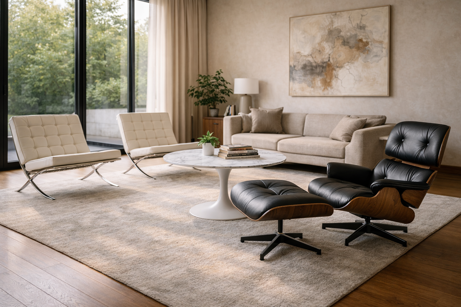 Sala moderna e elegante com Eames