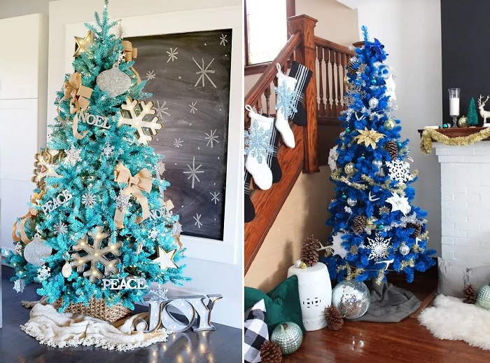 Árvore de natal decorada em casa