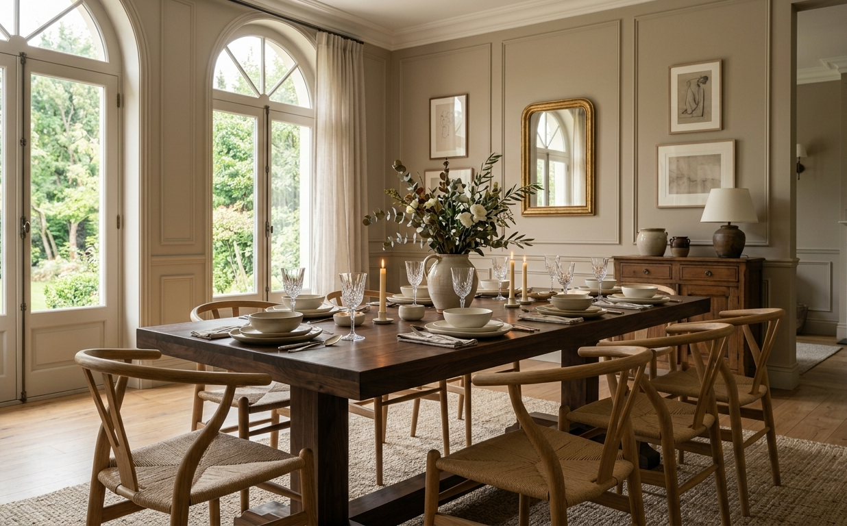 cadeiras para sala de jantar estilo escandinavo com encosto em Y e assento em corda