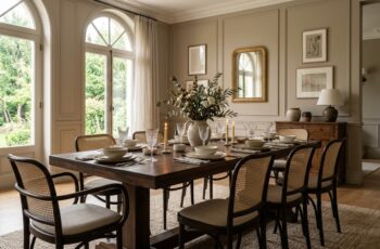 cadeiras para sala de jantar em sala sofisticada com luz natural
