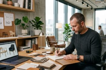Showroom de móveis de design de luxo com poltronas de designers renomados