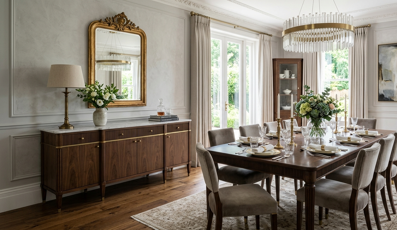 Buffet para sala de jantar elegante em ambiente sofisticado