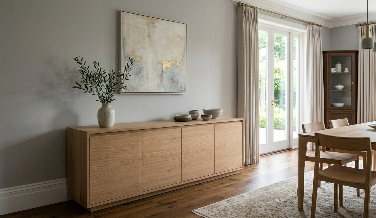 Buffet sala de jantar moderno com design minimalista