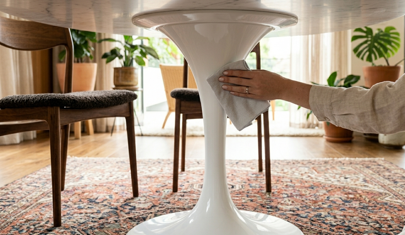 Limpeza mesa Saarinen