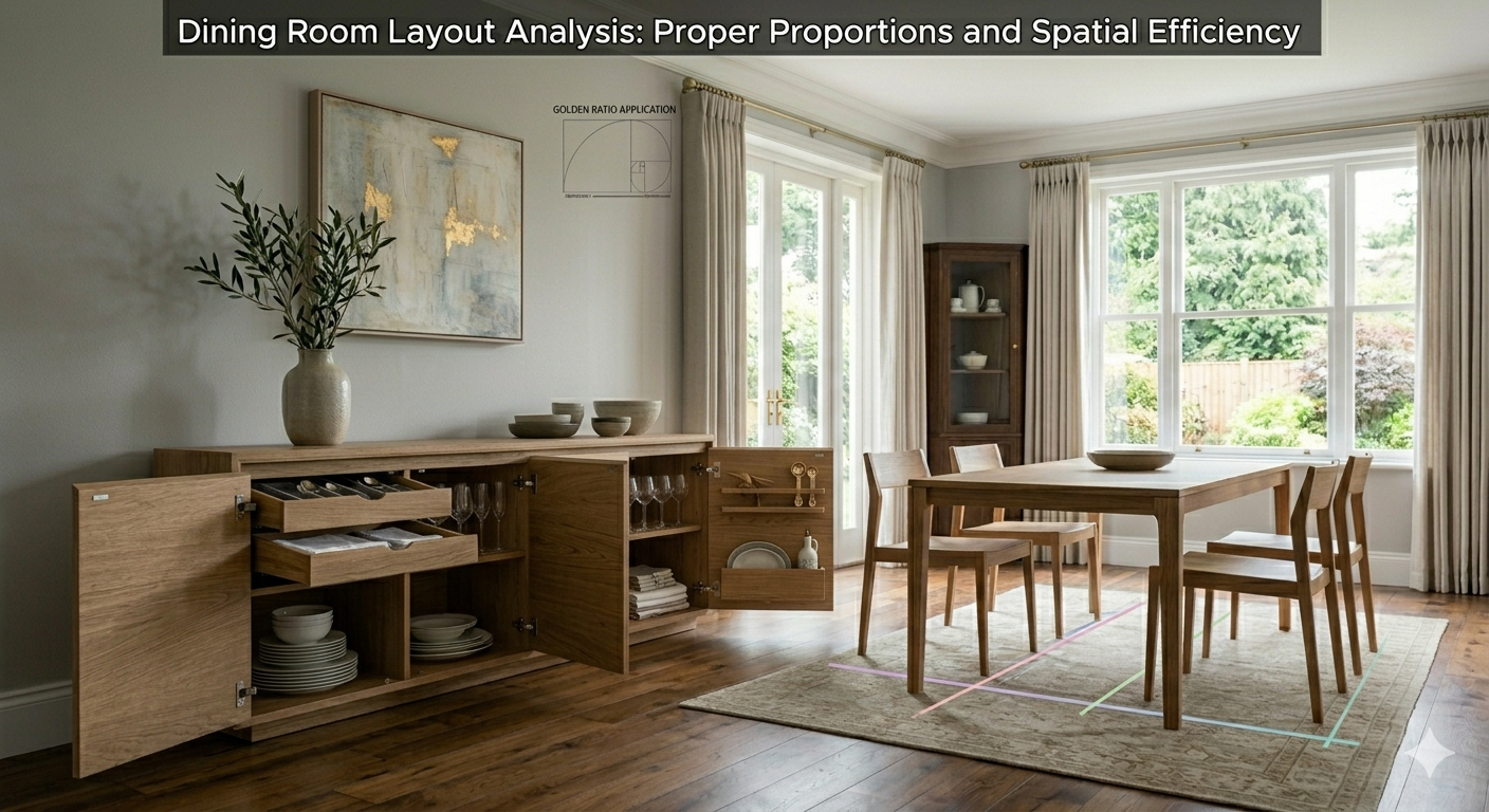 Interior organizado de buffet para sala de jantar