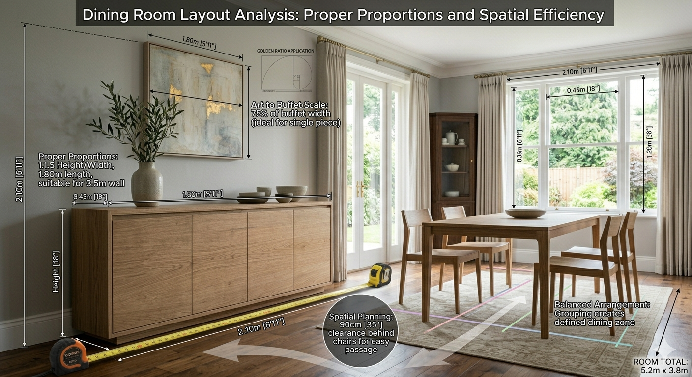 Planejamento de dimensões para buffet para sala de jantar