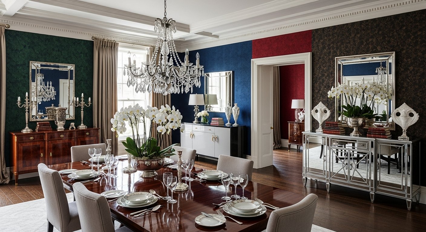 Showcase de diferentes estilos de aparador em ambiente elegante