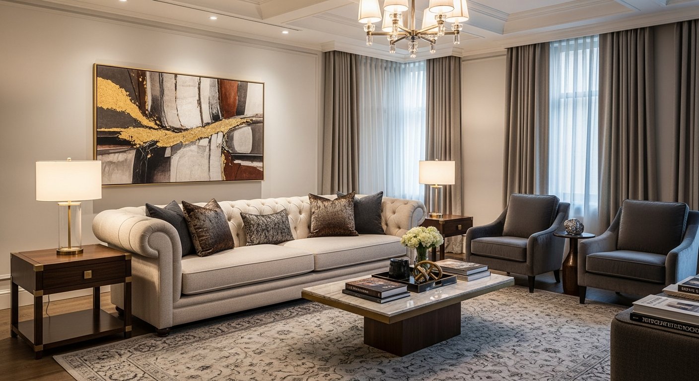 Sofá de design como protagonista da decoração de sala