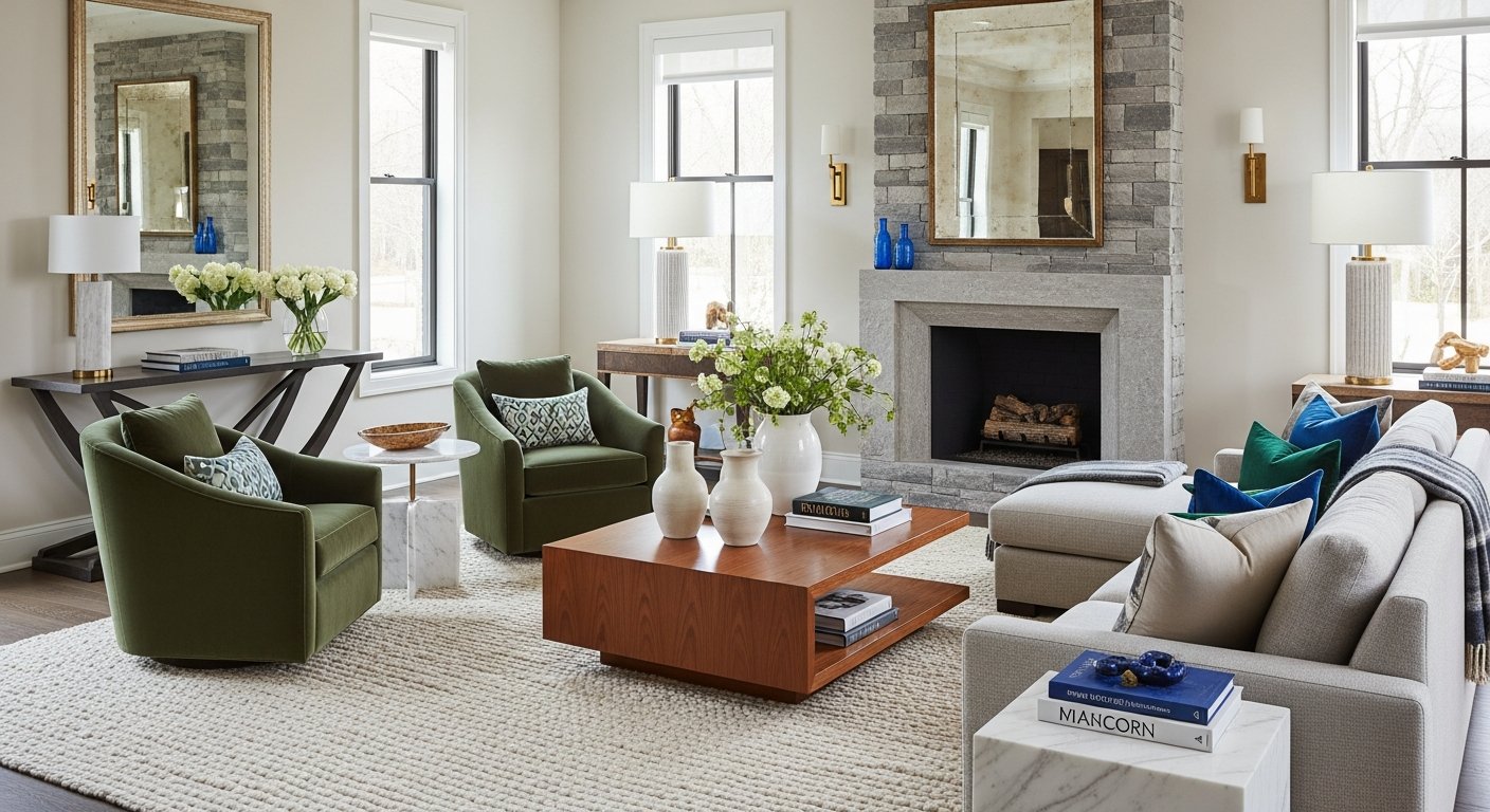 Paleta de cores em decoração de sala moderna