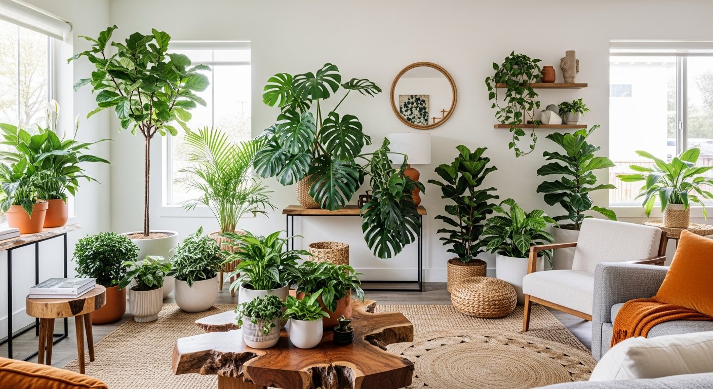 Plantas na decoração de sala moderna