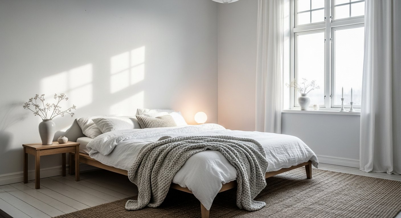 Quarto com estilo escandinavo decoracao em tons neutros