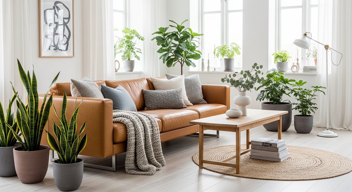 Sala de estar completa com estilo escandinavo decoracao