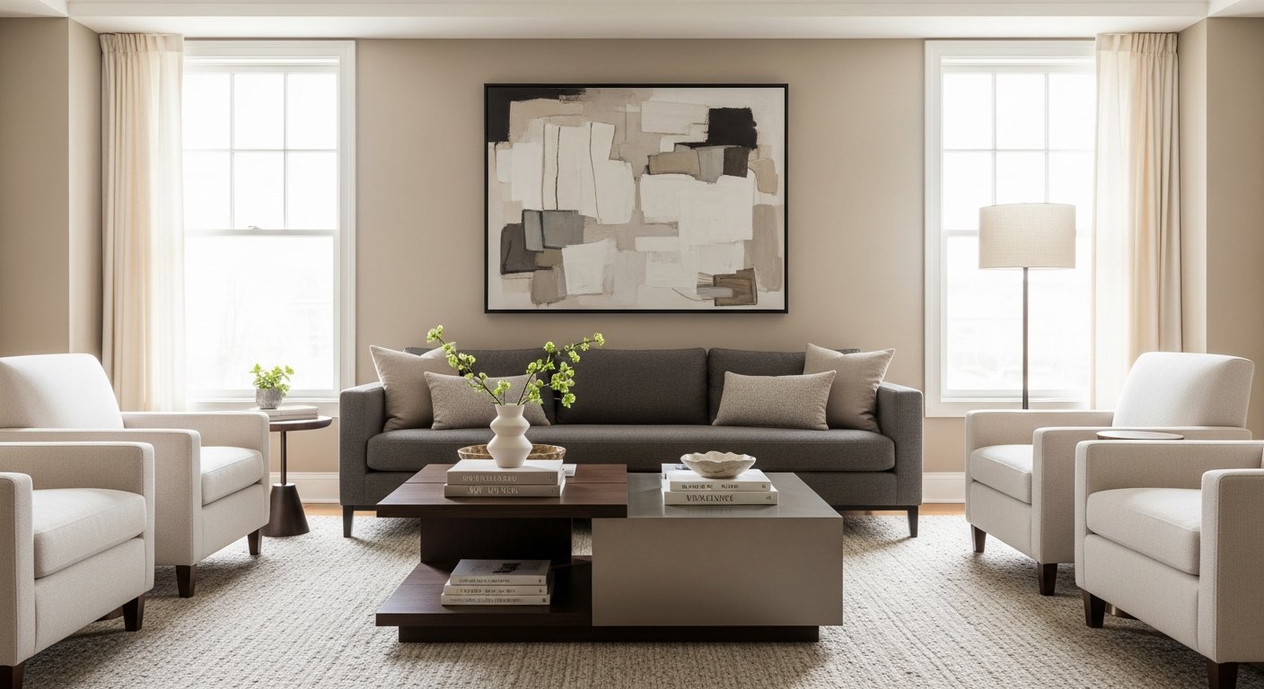 Mesa de centro moderna em sala de estar elegante