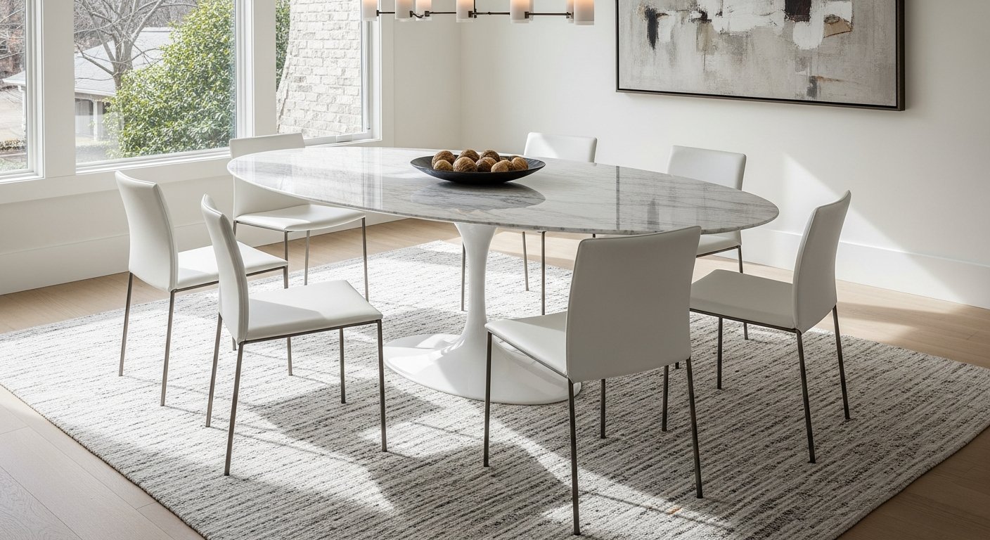 Mesa saarinen oval com tampo de mármore Carrara