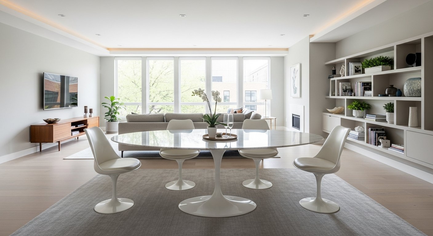 Mesa saarinen oval em ambiente multifuncional