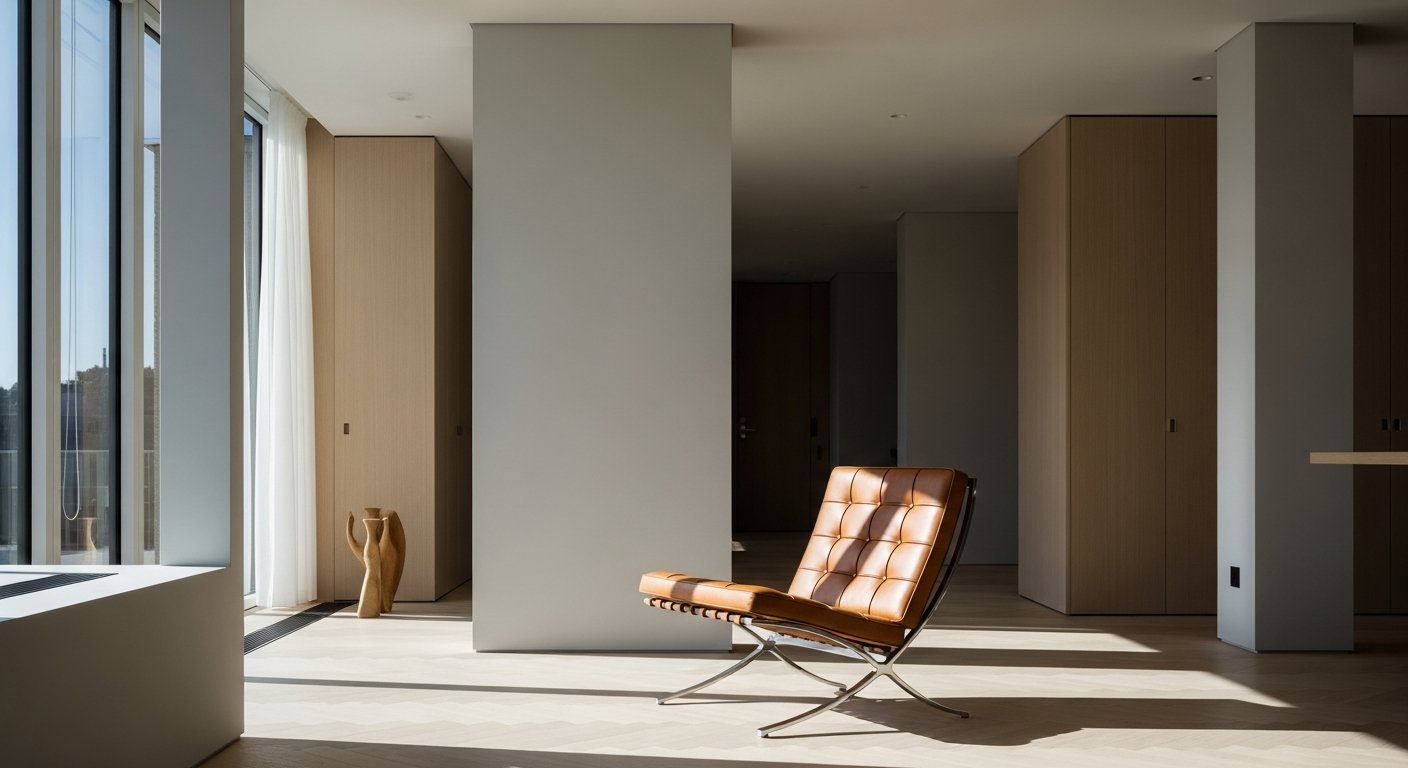 Poltrona Barcelona em ambiente moderno minimalista