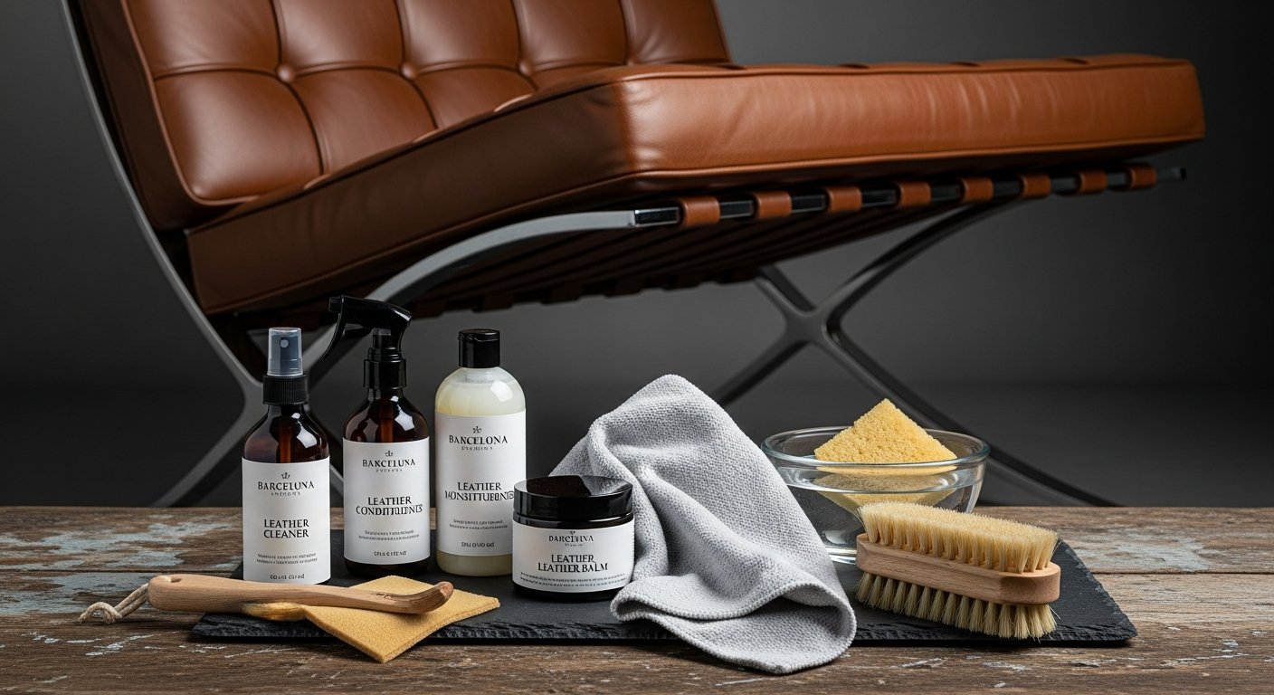 Produtos específicos para cuidado do couro da poltrona Barcelona