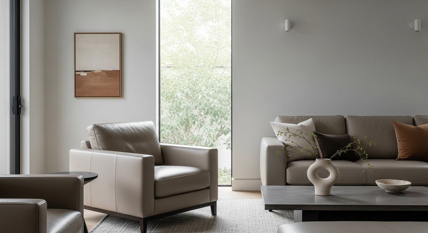 Poltrona de couro moderna em ambiente contemporâneo