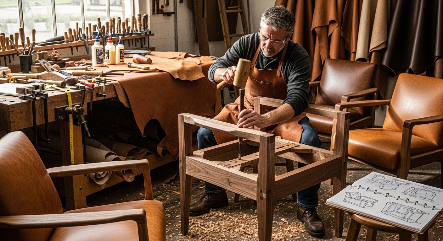 Processo artesanal de confecção de poltrona