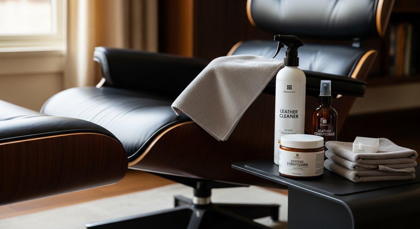 Produtos de cuidado e manutenção para poltrona Eames de couro