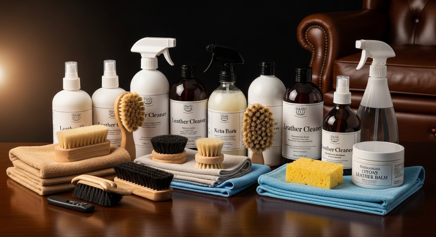 Produtos para cuidado e manutenção de sofá de couro