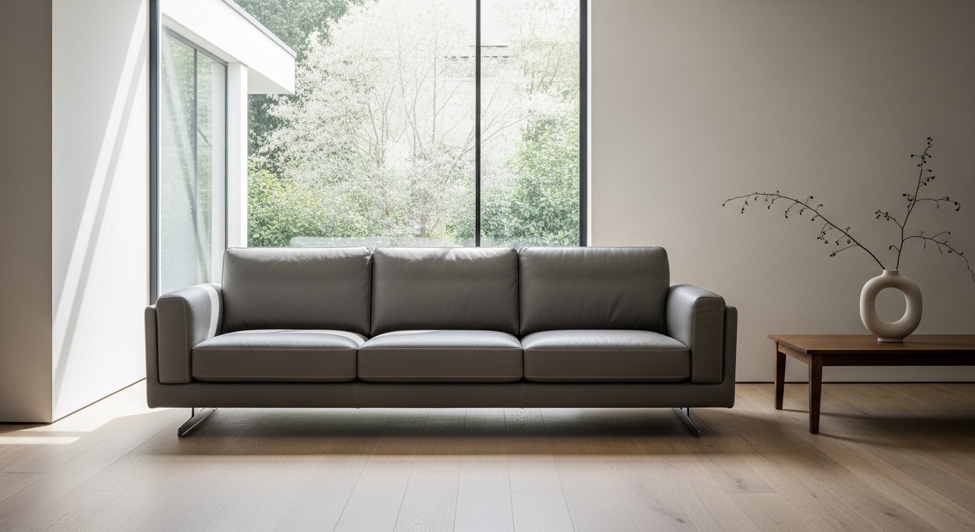 Sofá de couro moderno em ambiente contemporâneo