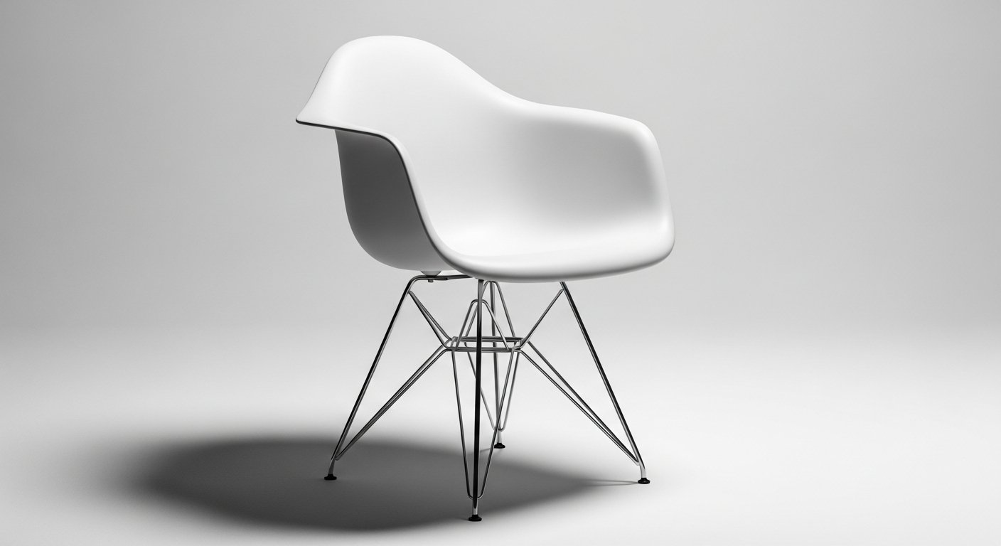 Cadeira Eames DSW branca destacando design elegante