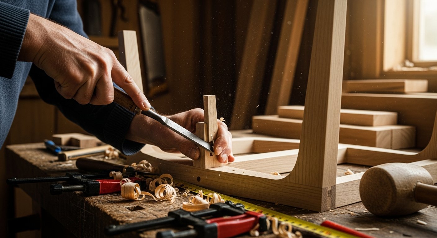 Processo artesanal de construção da cadeira Charles Eames