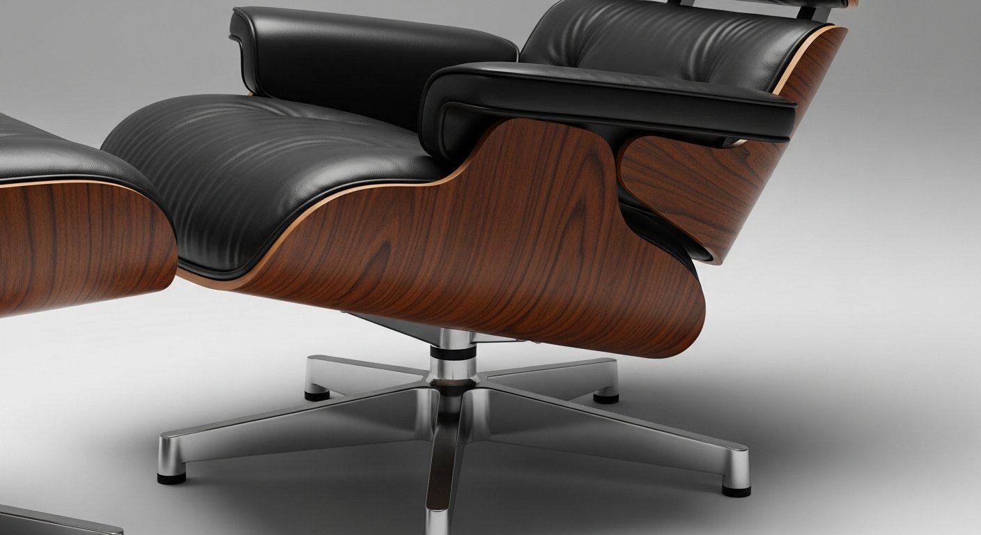 Cadeira eames estofada de alta qualidade com foco nos detalhes de fabricação