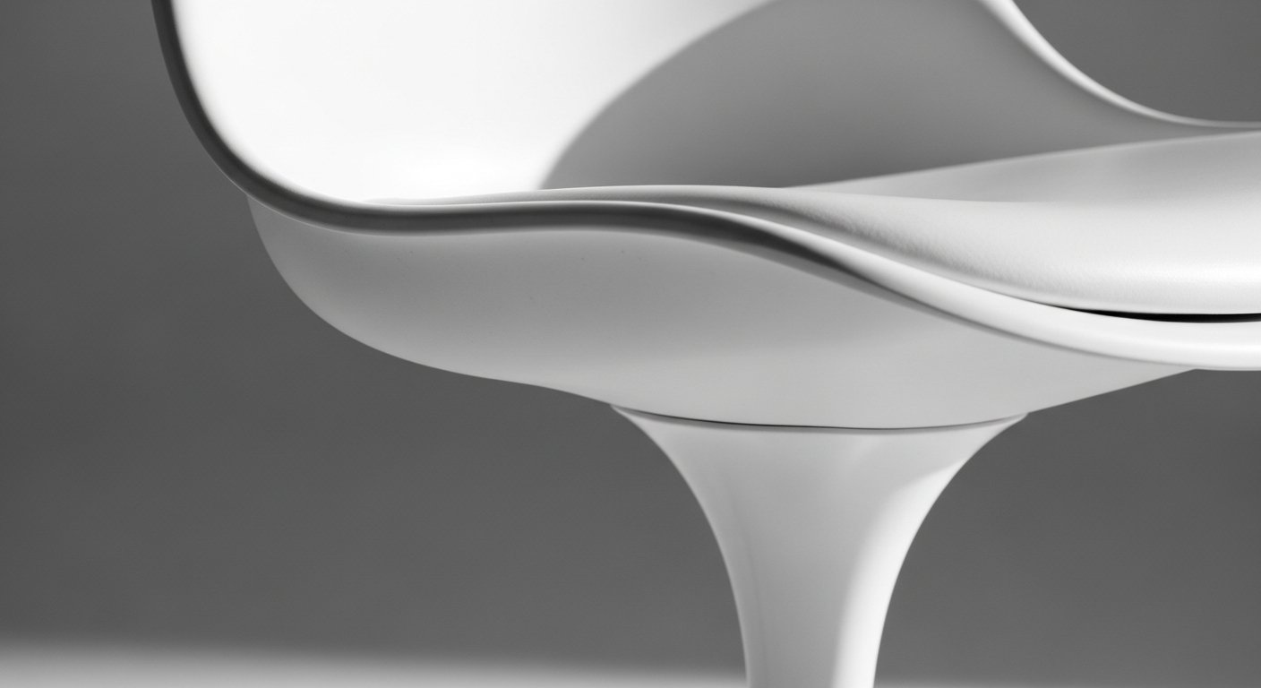 Detalhe da base pedestal da cadeira tulipa