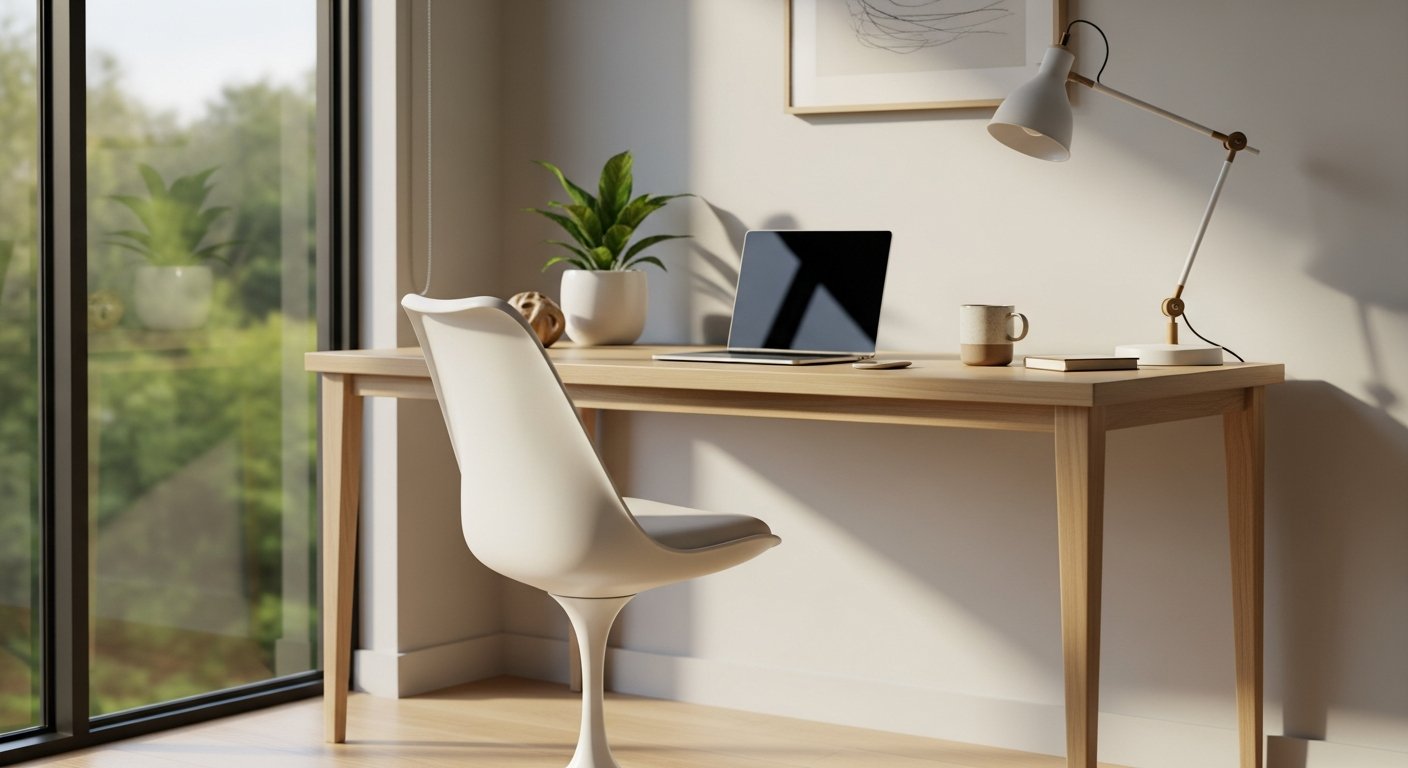 Cadeira tulipa em home office moderno