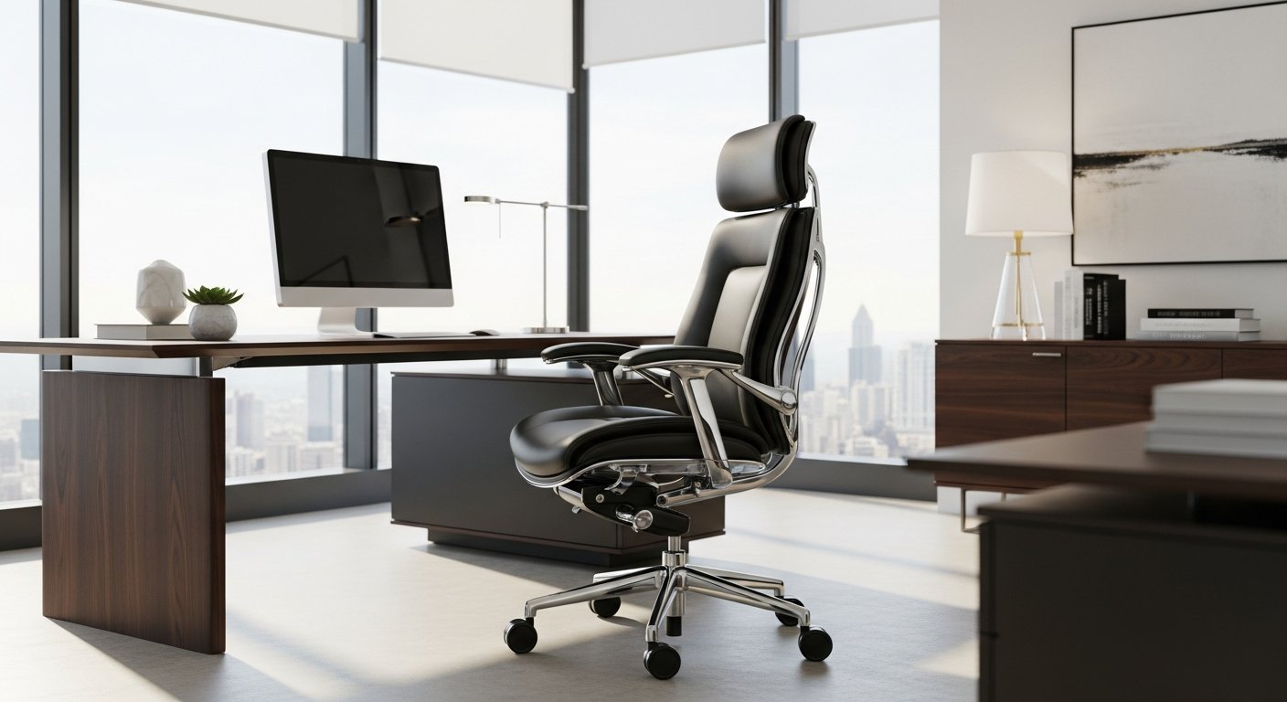 Cadeiras para escritório executivas em ambiente corporativo moderno e sofisticado