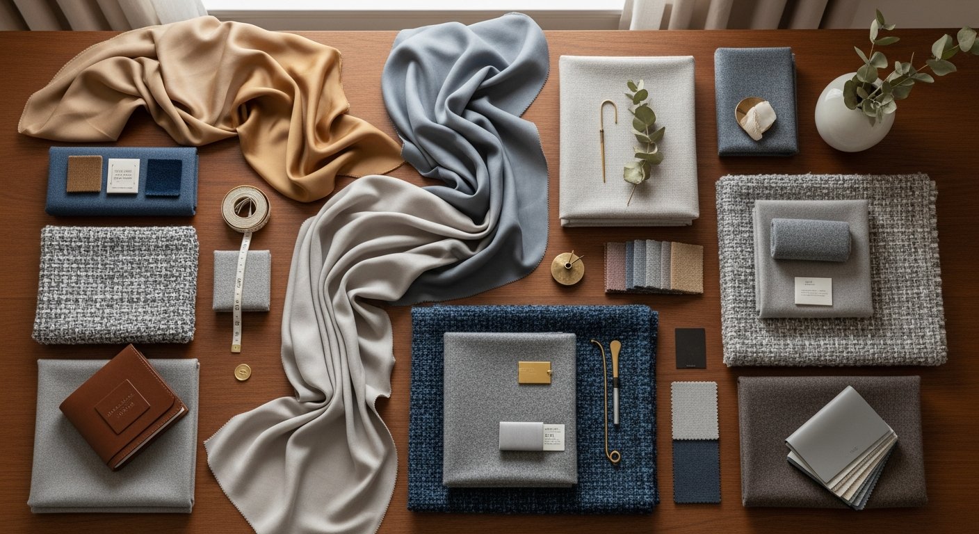 Amostras de tecidos para revestimento de parede em mesa elegante