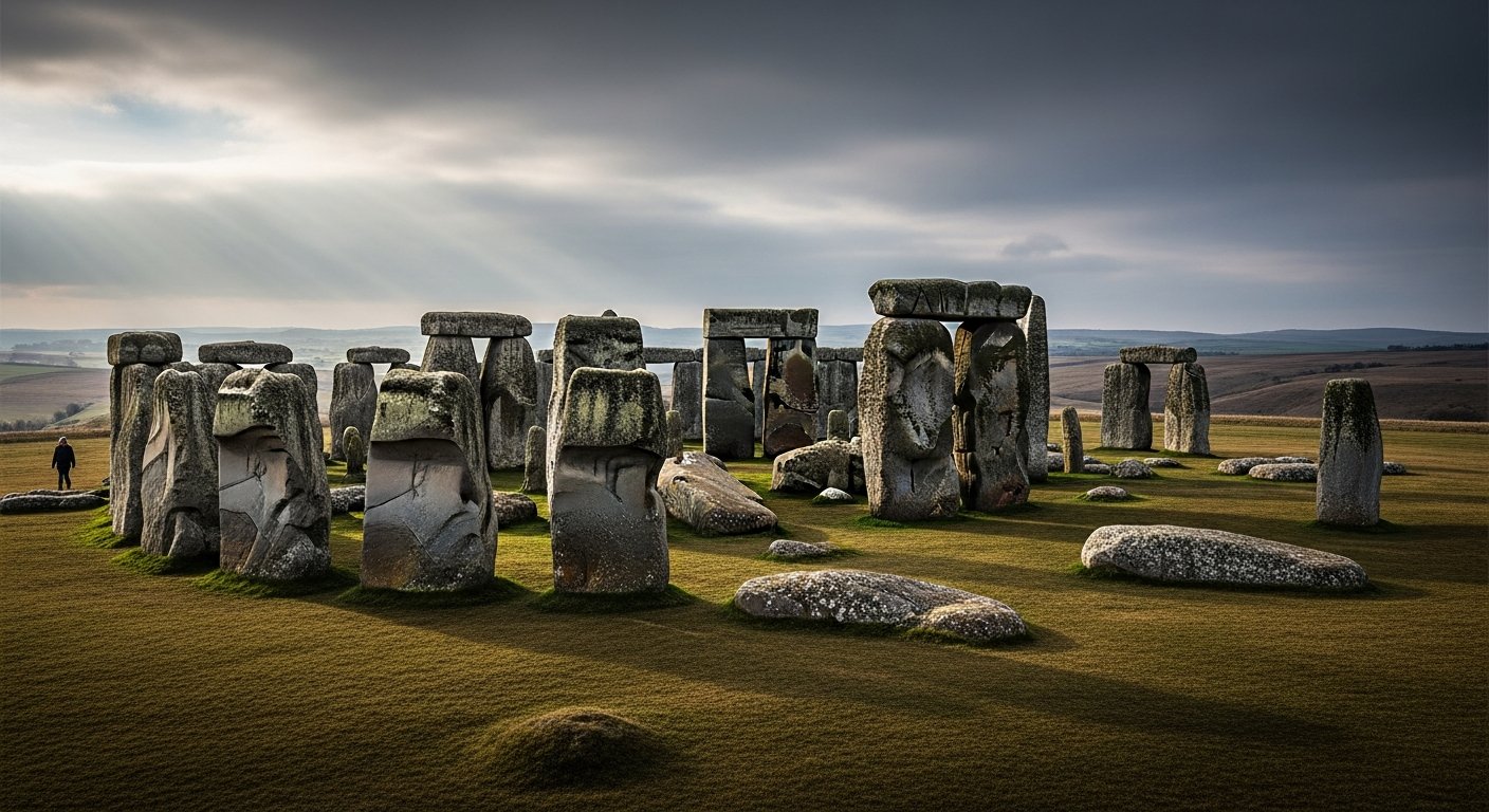 Monumento megalítico pré-histórico representando as origens da arquitetura mundial
