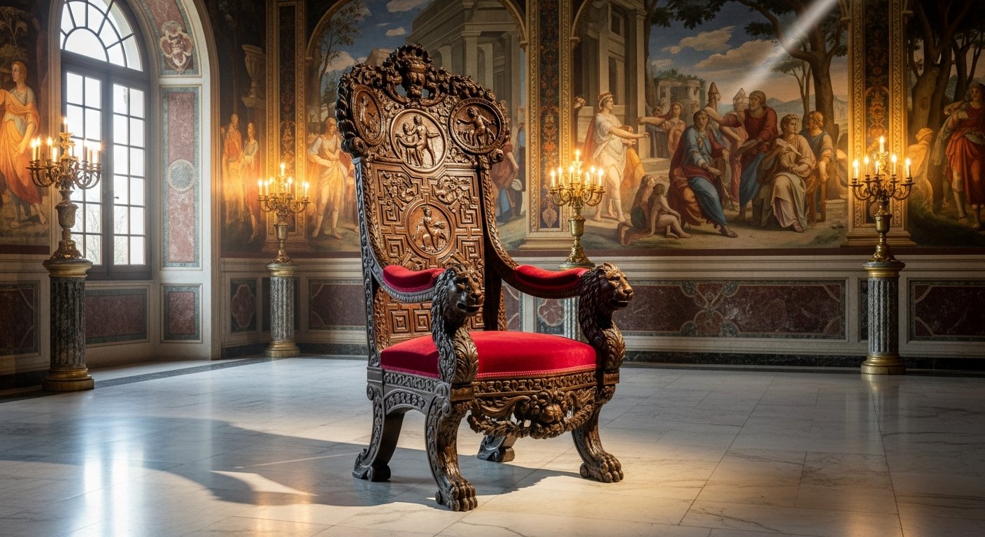 Cattedra romana com detalhes ornamentais
