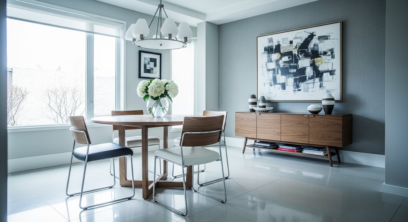 Mesa de jantar 4 lugares em ambiente moderno e sofisticado