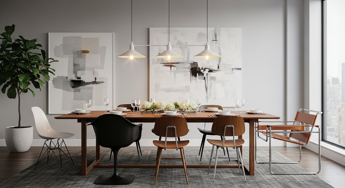 Conjunto completo com mesa e cadeiras de design