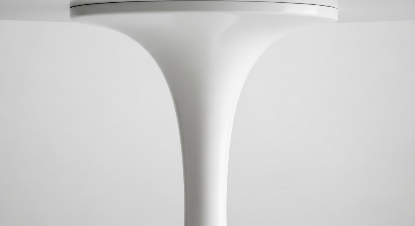 Detalhe da base característica da mesa saarinen redonda