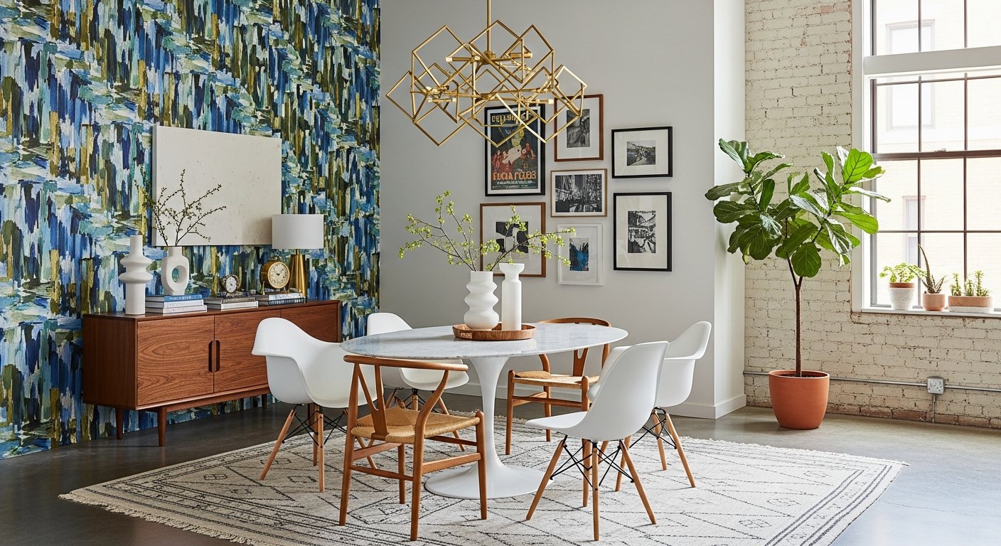 Mesa saarinen redonda integrada a diferentes estilos decorativos