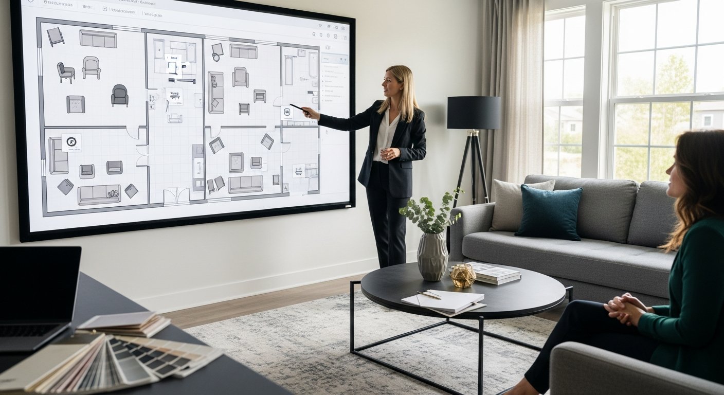 Ambiente com diferentes opções de posicionamento para poltrona decorativa