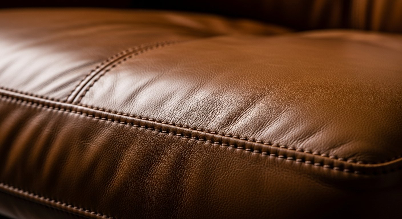 Detalhes em couro premium de poltrona masculina