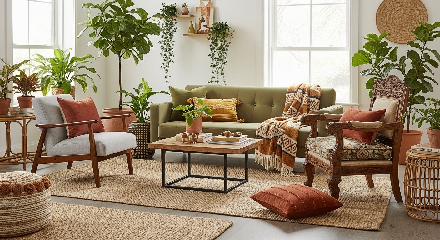 Ambiente atual misturando poltronas vintage e contemporâneas