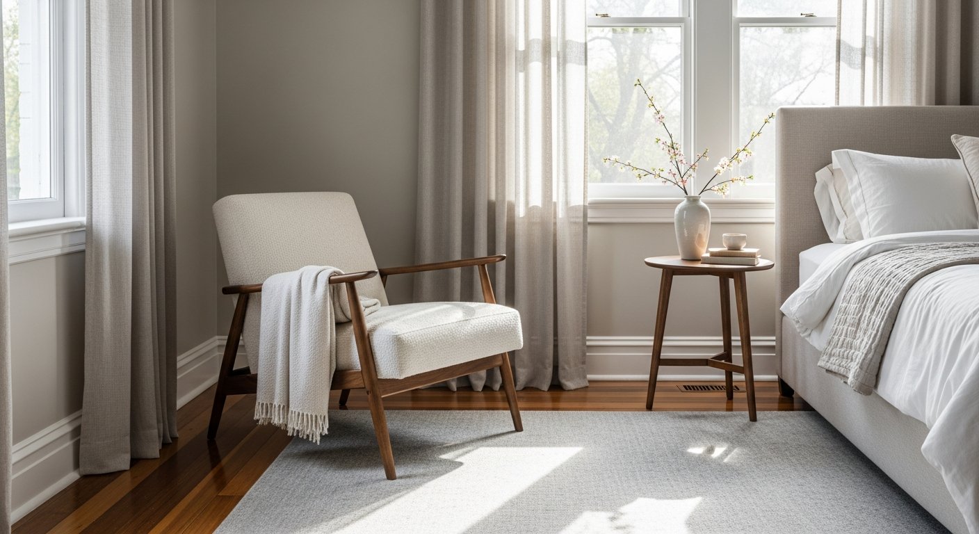 Poltrona para quarto em ambiente elegante com design moderno