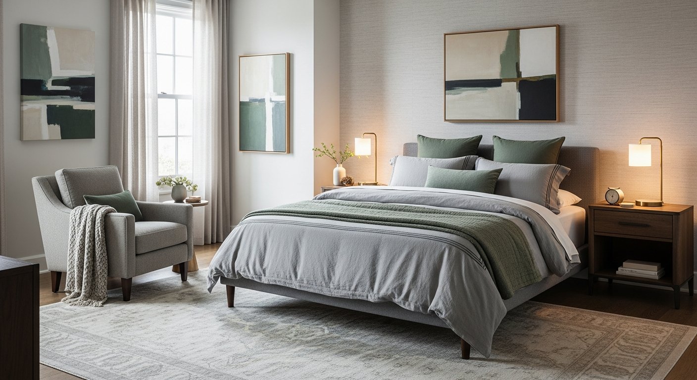 Poltrona para quarto harmonizada com paleta de cores do ambiente