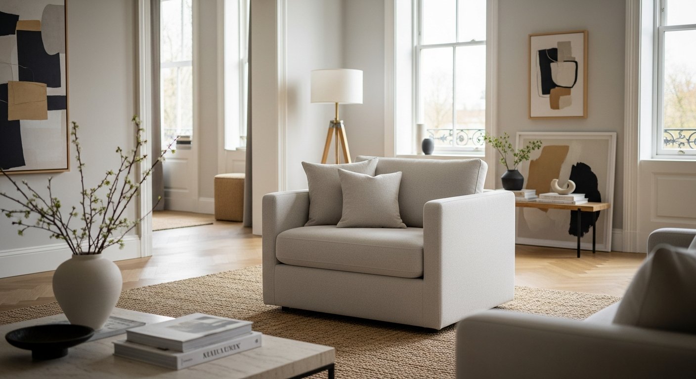 Poltrona transformável integrada harmoniosamente à decoração