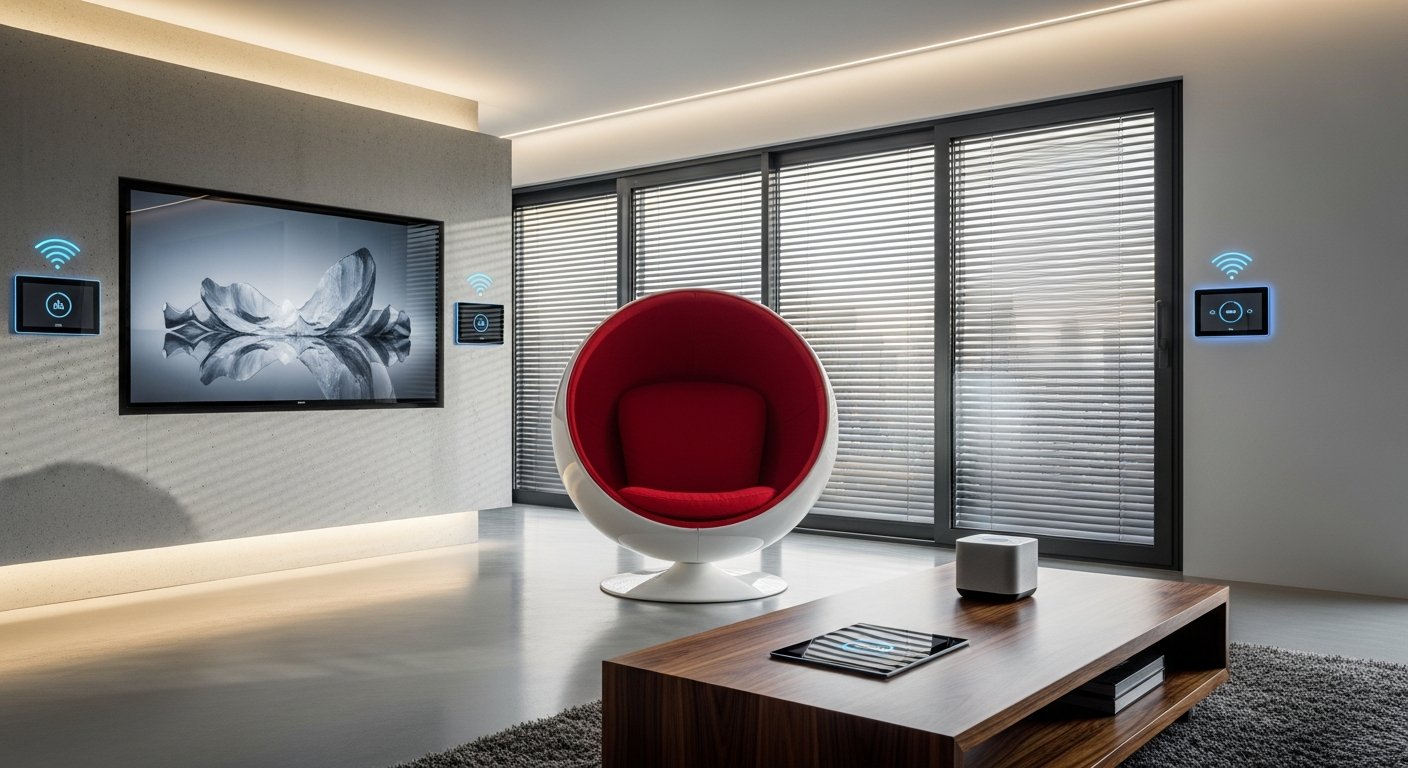 Ball Chair em ambiente residencial inteligente com tecnologia integrada