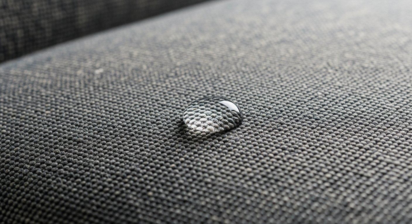 Teste de absorção em tecido de sofá de qualidade