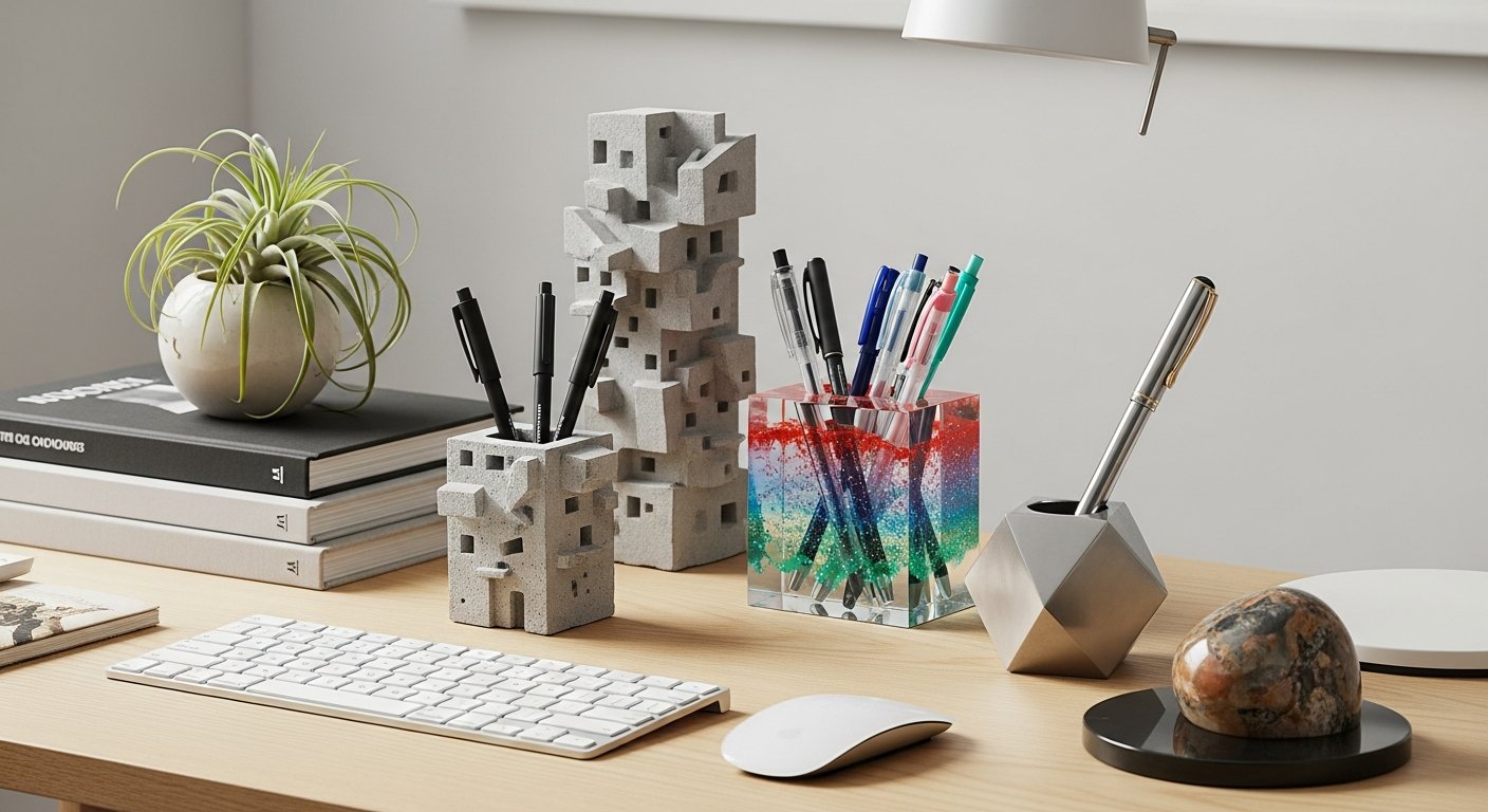 Acessórios de escritório com design moderno e funcional