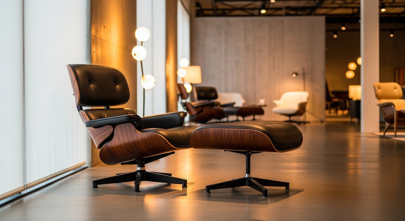 Poltrona Eames exposta no showroom